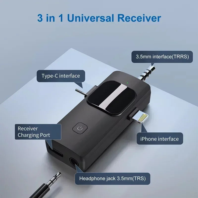 VIKEFON 3-in-1 Wireless Lavalier Microphone for iPhone, Android, DSLR & PC