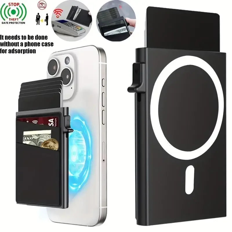 Slim Magnetic Pop-Up Card Holder RFID Blocking Wallet Unisex