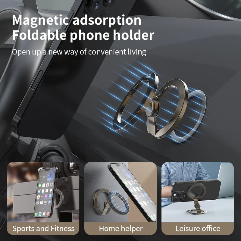 2025 Double-Sided MagSafe Phone Holder for iPhone 14/15/16, Foldable 360° Rotating Stand with Strong Magnet & Finger Grip Support