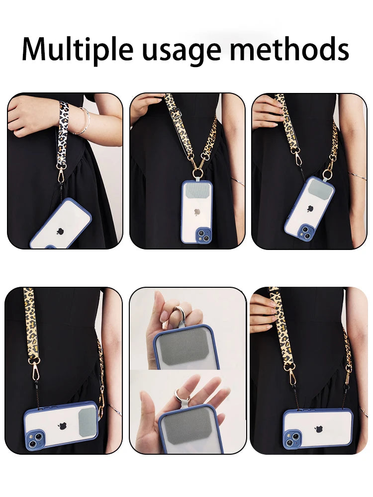 Leopard Print Crossbody Phone Lanyard with Adjustable Neck Strap
