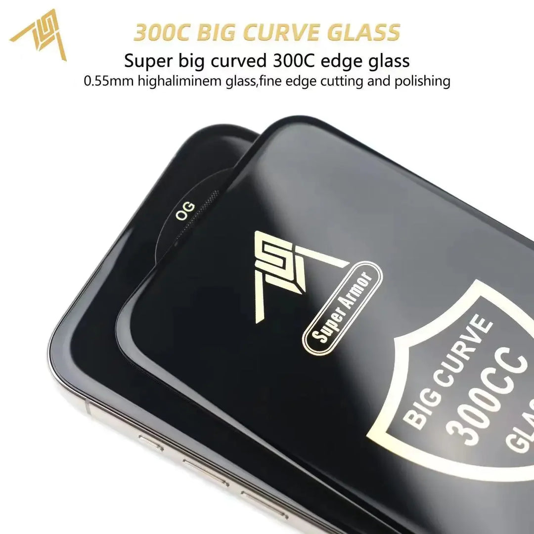 2-pack 300CC big curve ESD anti-static tempered glass for iPhone 17 16 15 14 13 12 11 X XR XS Pro Max. HD clear, anti-scratch, anti-shatter. Free shipping!