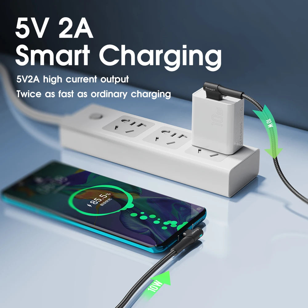Dual USB Wall Charger 10W by Essager US Plug Travel Adapter Compatible with iPhone and Android
