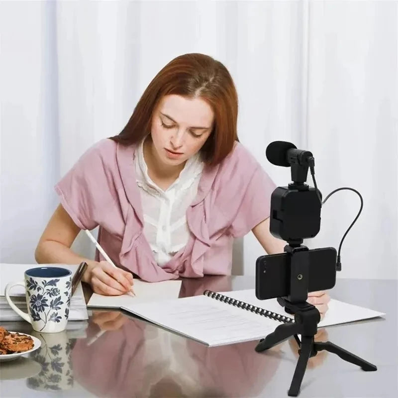 Smartphone Vlogging Kit Tripod Mic LED Light for TikTok