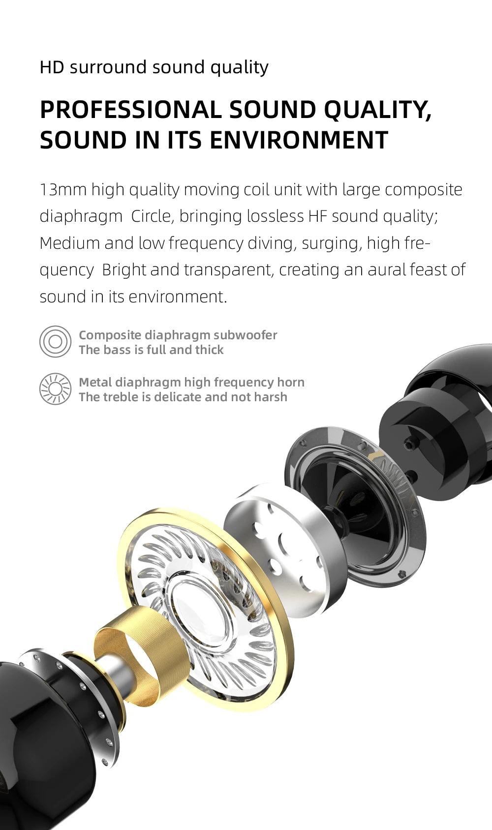 DISOUR M-F8 Wireless Ear-Hook Headset - Best Headphones for iPhone and Samsung
