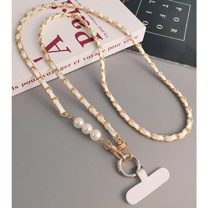 Pearl Lanyard Necklace - Elegant Crossbody Phone Strap for Women