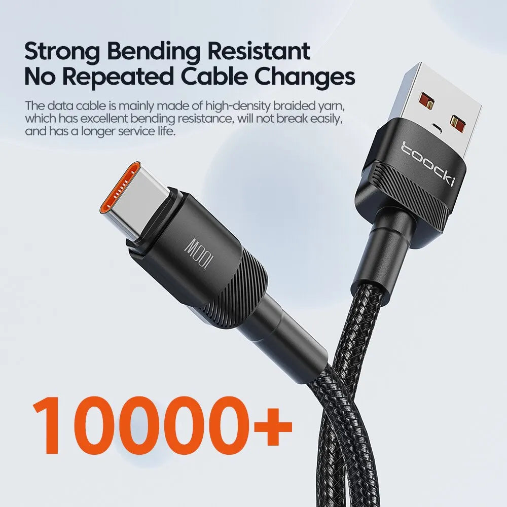 Toocki 6A USB-C Fast Charging Cable | 100W PD Braided Cord iPhone 15 Huawei Realme Oppo OnePlus