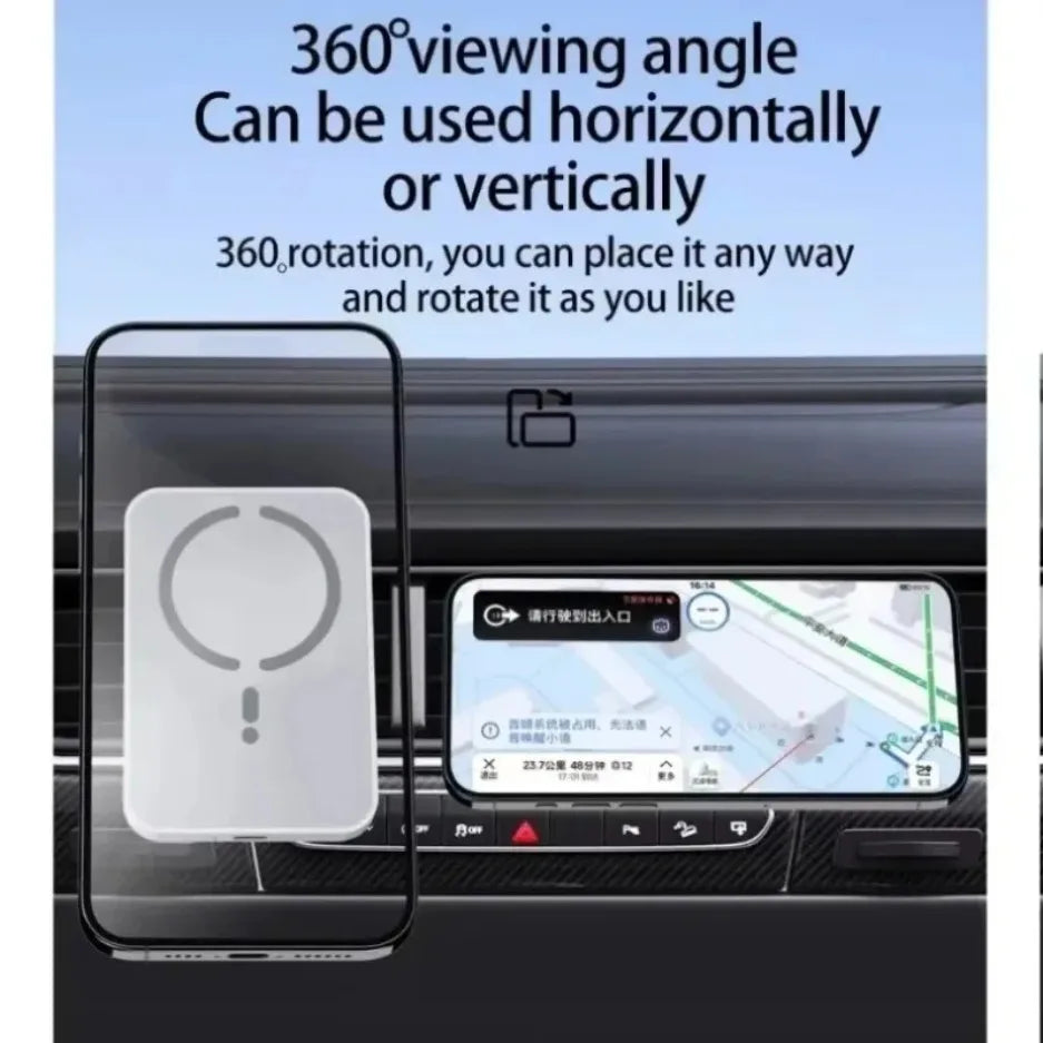 MagSafe Wireless Car Charger Air Vent Mount – 15W Fast Charging, 360 Rotation