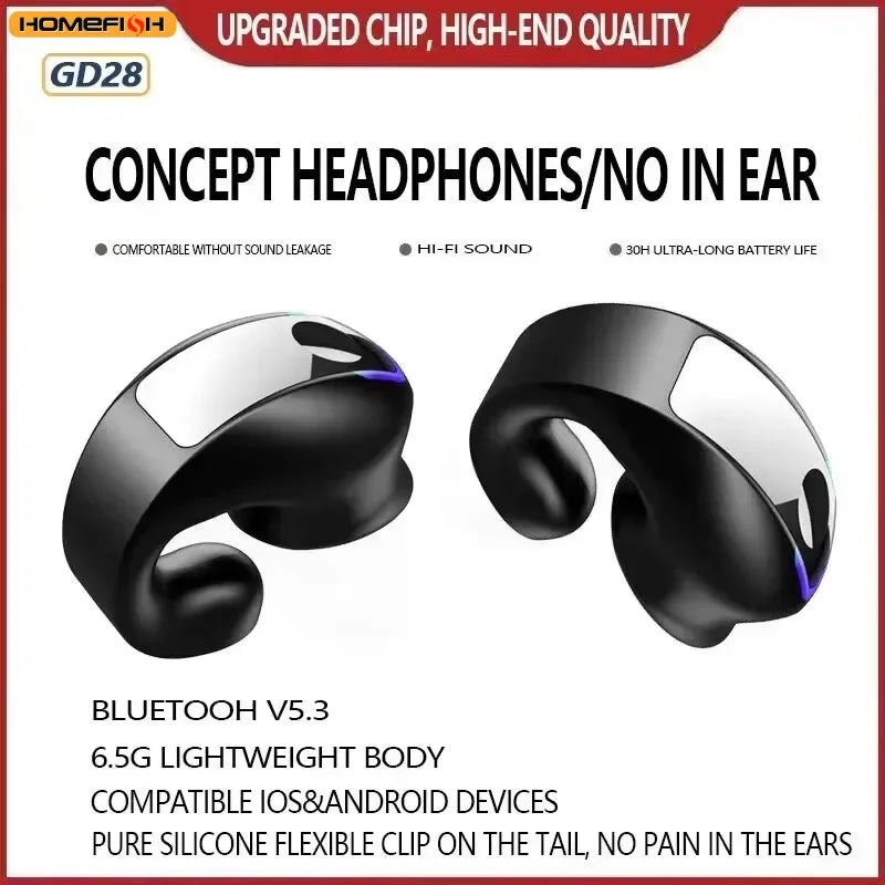 Mono Wireless Earpiece Open-Ear Hook Bluetooth 5.3 Business Headset
