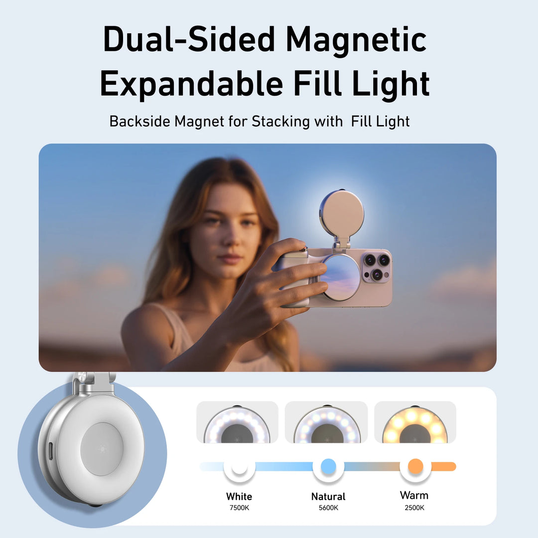 TELESIN P1-MP-10 Magnetic Phone Camera Grip | Bluetooth Remote Fill Light Handle for iPhone Android