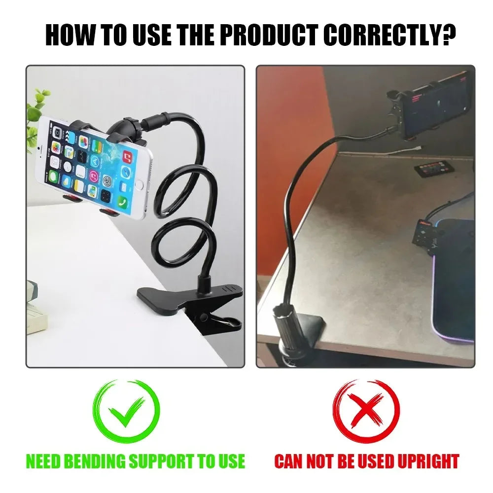 Flexible Phone Holder - Adjustable 28" Gooseneck Phone Mount for Bed and Desk