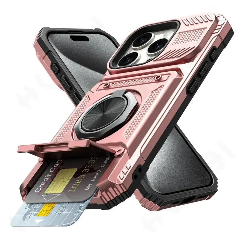 iPhone Magnetic Wallet Case Kickstand Heavy Duty Card Holder