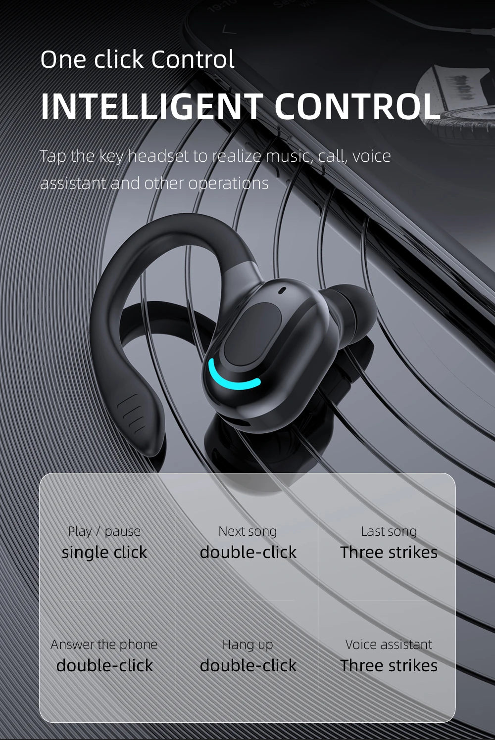 DISOUR M-F8 Wireless Ear-Hook Headset - Best Headphones for iPhone and Samsung