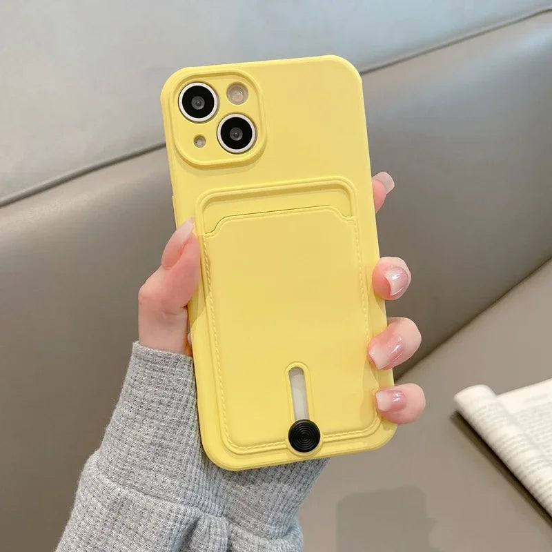 iPhone 16 15 14 Silicone Card Holder Case with Full Camera Protection — iPhone 16 Silicone Card Holder Case