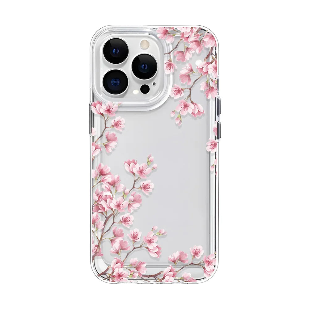Floral Clear iPhone Case - Shockproof Silicone Bumper for iPhone
