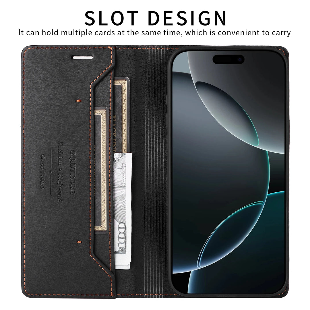 Magnetic Leather Flip Wallet Case Card Slot iPhone 11-17