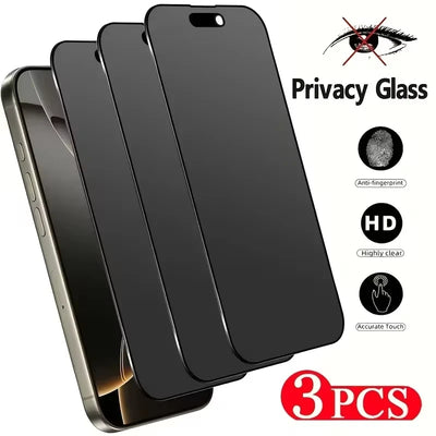1-3 Pack Privacy Anti-Spy Tempered Glass iPhone 17 16 15 14 13 12 11 Pro Max Mini Plus XR XS X