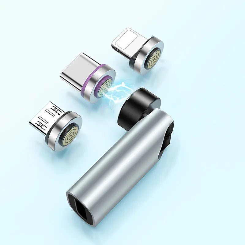 Bkiyougo 540° Magnetic Type-C Adapter | PD 5A Fast Charging | Data Transfer | iPhone & Android