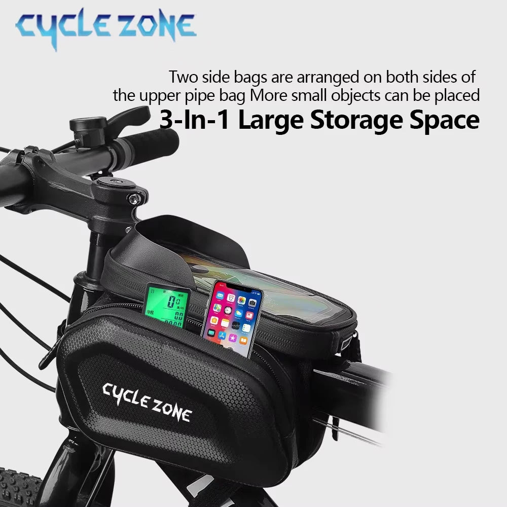 Buy Waterproof Bike Top Tube Bag – Touchscreen Phone Holder for MTB & Road – Best Waterproof Bike Top Tube Bag Phone Holder |