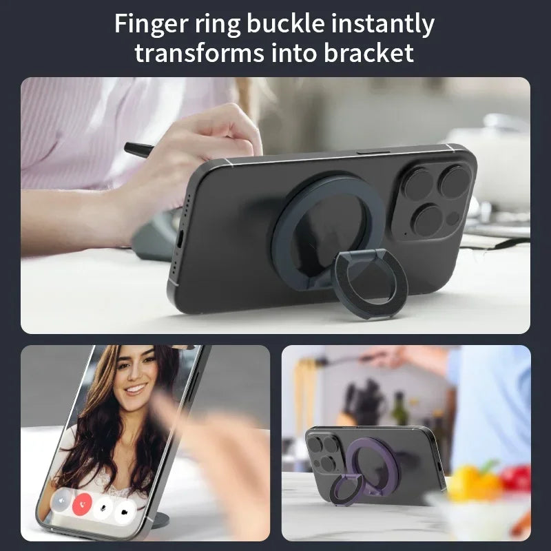 Double Magnetic Ring Holder for MagSafe | Removable Grip Kickstand iPhone 17 16 15 14 13 12