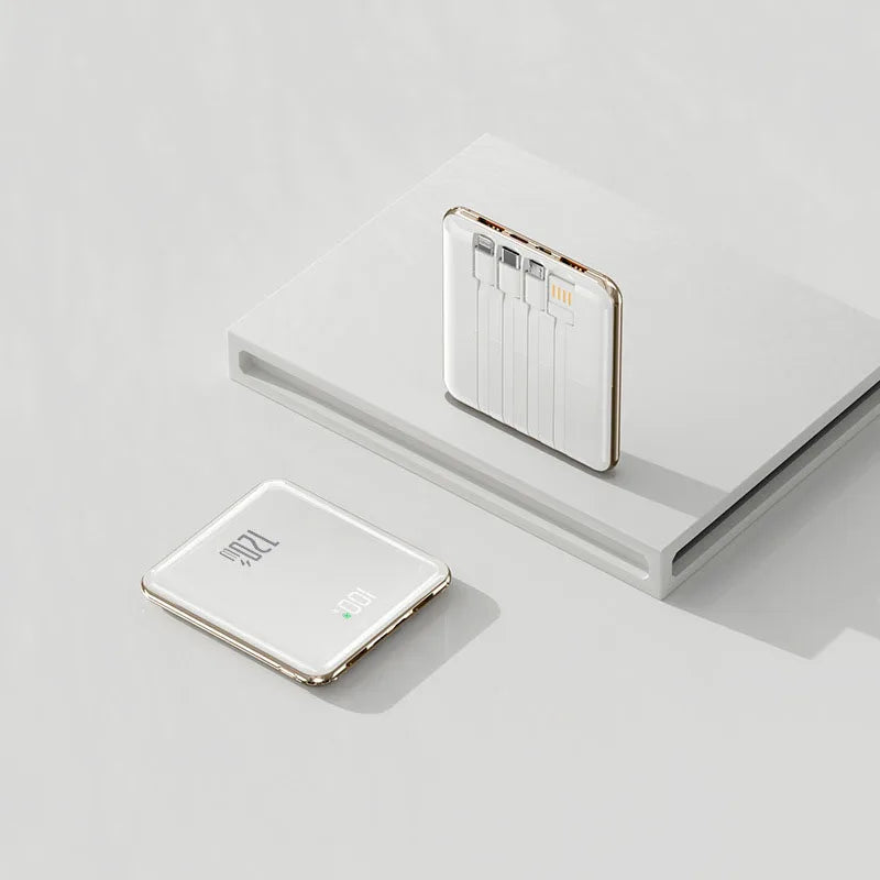 20000mAh 120W Ultra-Thin Power Bank with 4 Built-in Cables for Fast Charging