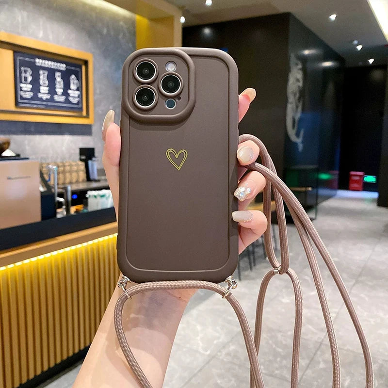 Magsafe Accessories - Love Heart Crossbody Phone Case for iPhone 17, 16 Pro Max