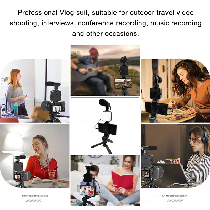 Smartphone Vlogging Kit with LED Light & Microphone for Professional Content