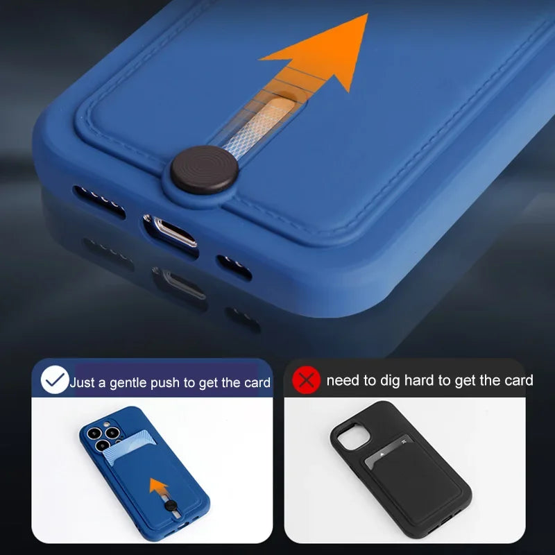 iPhone 16 15 14 Silicone Card Holder Case with Full Camera Protection — iPhone 16 Silicone Card Holder Case