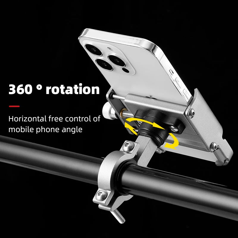 iBudim Aluminum Bike Phone Holder – 360° Motorcycle Handlebar Mount