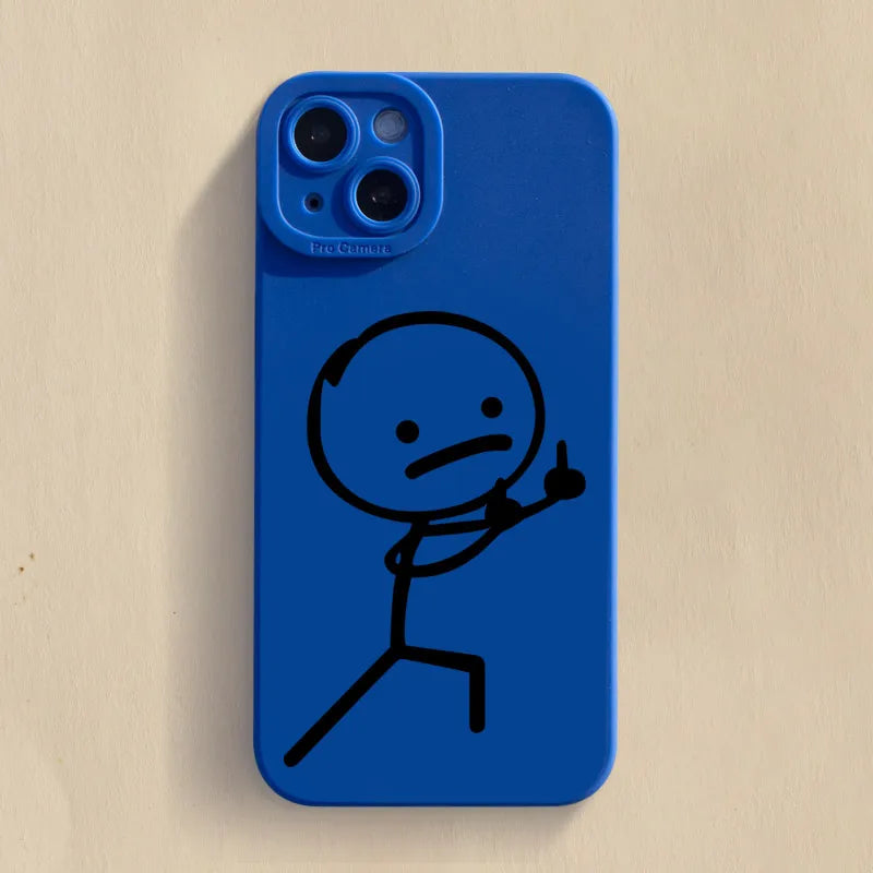Cartoon Matchman iPhone Case | Funny Cute Matte TPU Shockproof Cover iPhone 15–7 XR XS SE