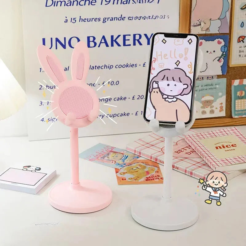 Cute Rabbit Desktop Phone Stand | Height Adjustable Tablet Holder | Ergonomic Desk Accessory