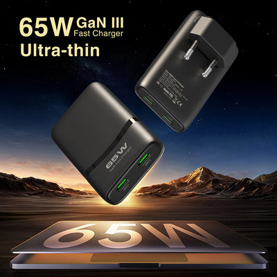 deepartner 65W GaN Dual USB-C Charger - Foldable Plug