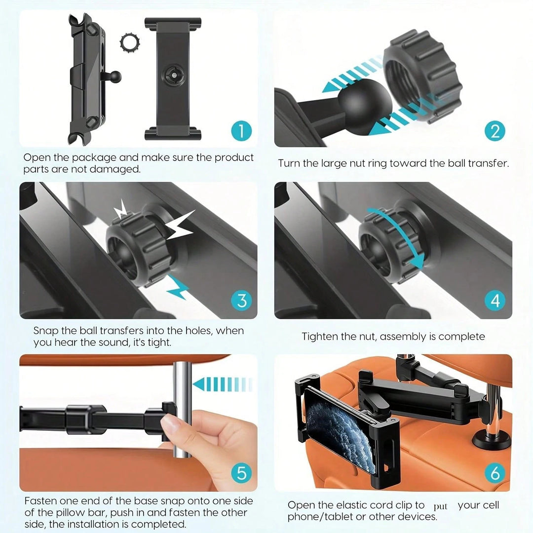 Car Headrest Tablet Holder | Adjustable Backseat Mount for iPad 4.7–12.9" | XMSJ
