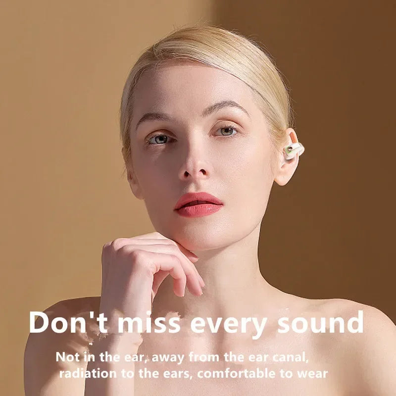 STTKGZD BT 5.3 Ear Clip Wireless Earphone | Open Ear 9D HiFi | Noise Cancel | 6g Ultralight Sport