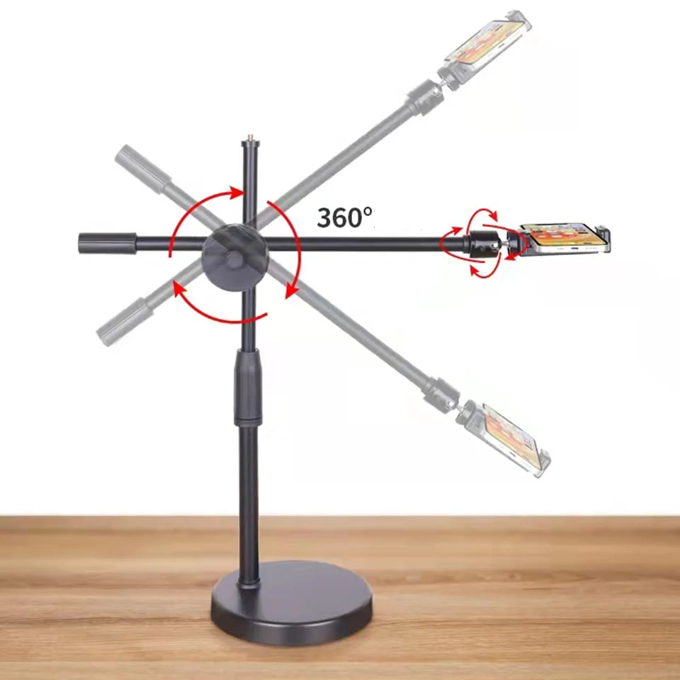 Overhead Tabletop Tripod with Boom Arm & Phone Holder – Photography Stand