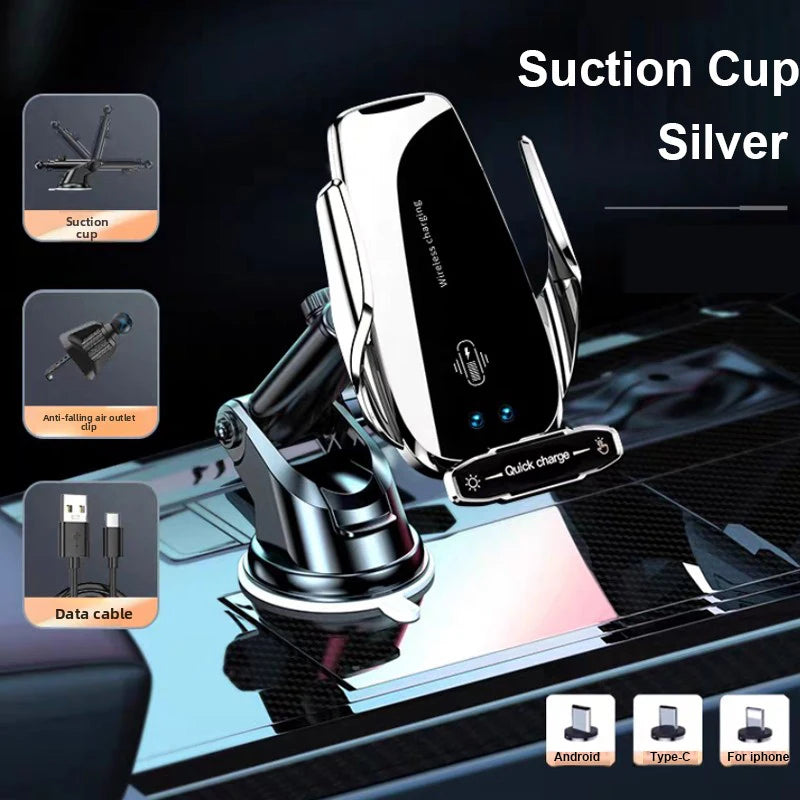 Auto-Clamp Wireless Car Phone Holder Charger Vent Mount