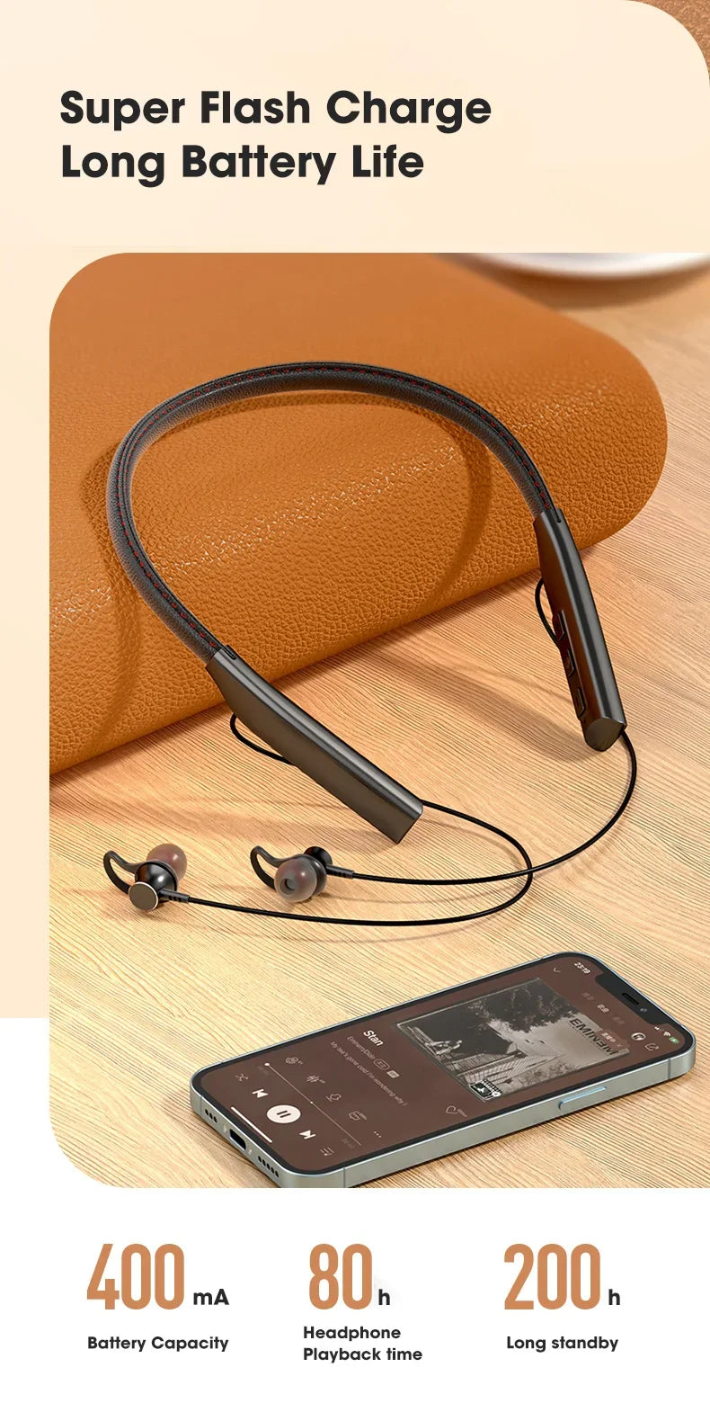 Lamgool Sports Bluetooth Earphones with Micro SD Slot - Sweatproof & Water Resistant