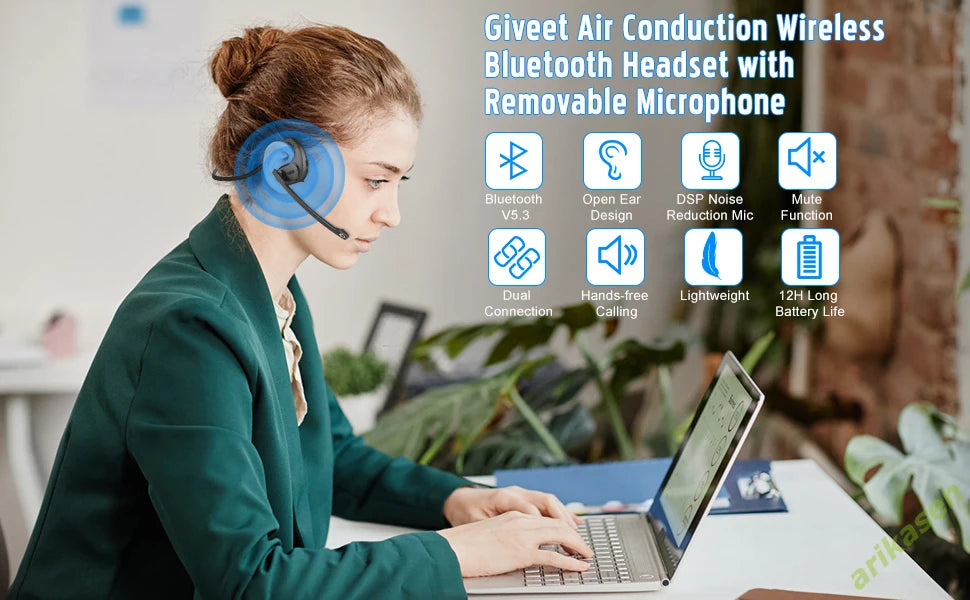 Arikasen Bluetooth 5.3 Headphones with Detachable Mic — bluetooth headphones