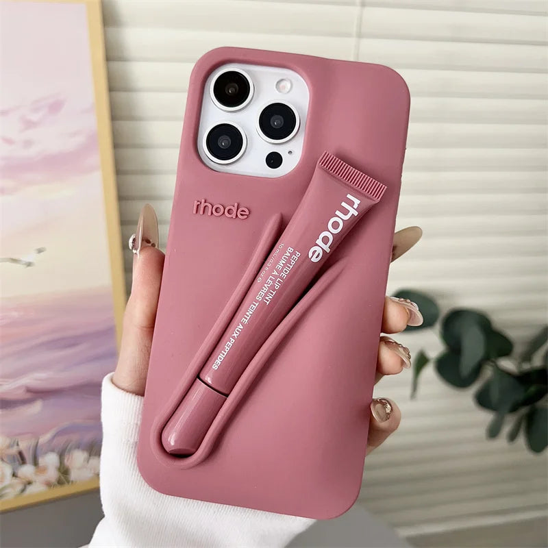 Lemontini Lip Gloss Holder iPhone Case | Rhode-Style Silicone Lipstick Cover iPhone 17–12