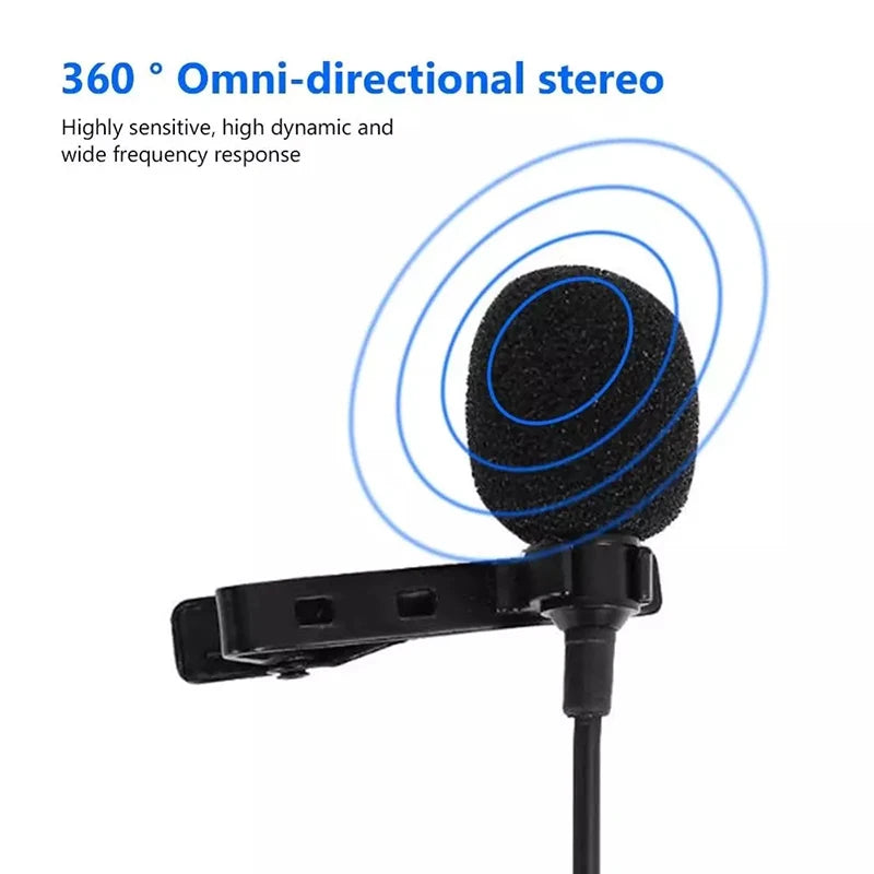 Mini Wired Lavalier Microphone | USB & 3.5mm Clip-On Lapel Mic for Laptop PC DSLR iPhone