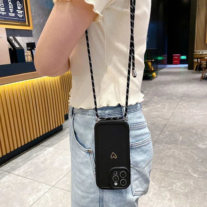 Magsafe Accessories - Love Heart Crossbody Phone Case for iPhone 17, 16 Pro Max