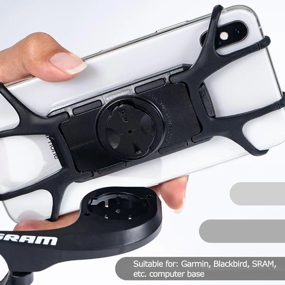Silicone Bike Phone Holder Mount | Shockproof Bicycle Mobile Holder for Garmin SRAM 4–7.5 inch