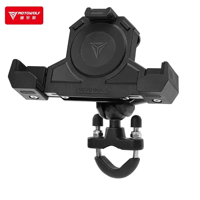 MOTOWOLF Motorcycle Phone Holder – Wireless Charging 360° Aluminum GPS Mount