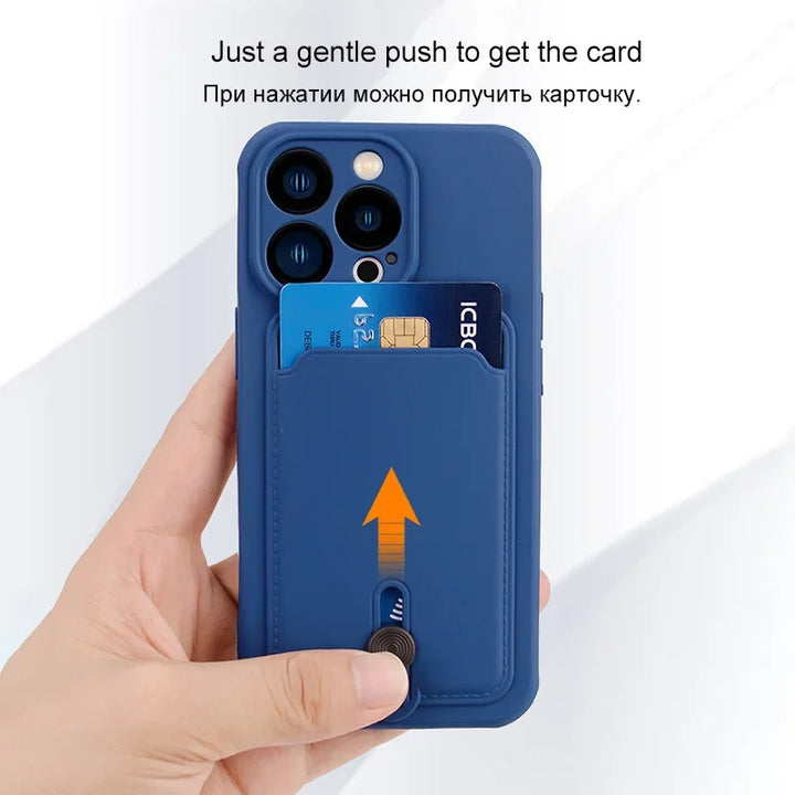 iPhone 16 15 14 Silicone Card Holder Case with Full Camera Protection — iPhone 16 Silicone Card Holder Case