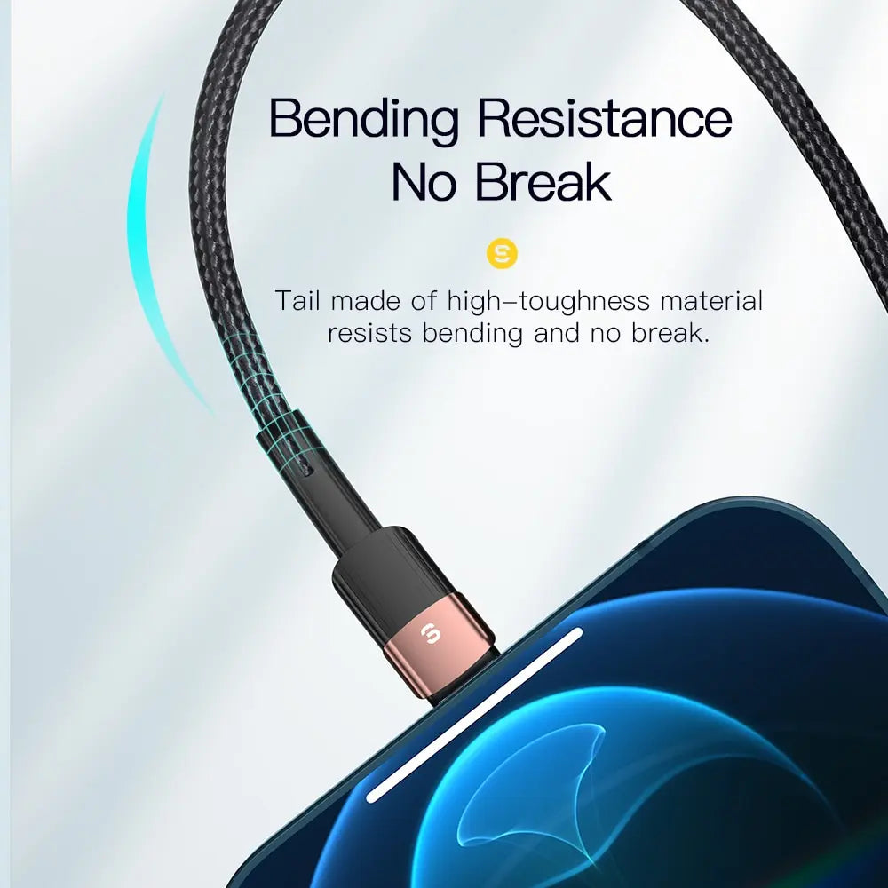 ESSAGER 2.4A Lightning iPhone Cable | Fast Charging Braided Cord iPhone 13 12 11–5 XR XS SE