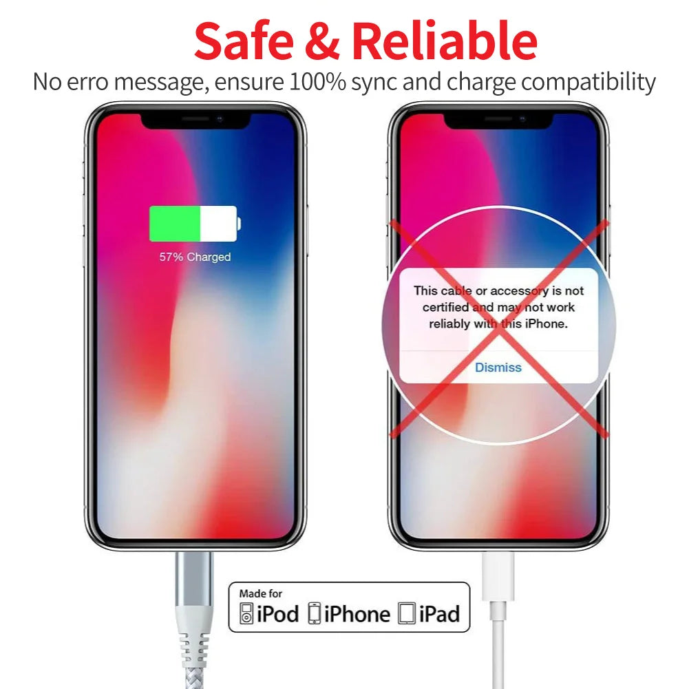 LAIHONEN MFi USB-C to Lightning Cable | Nylon Braided 3A Fast Charge iPhone 14 13 12 11