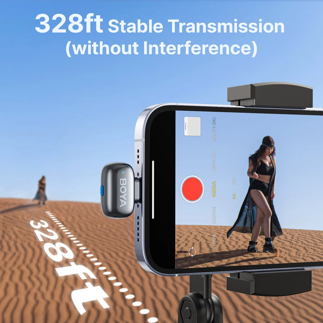 BOYA Mini 2 Wireless Lavalier Mic | AI Noise Cancellation 24-Bit for iPhone Android