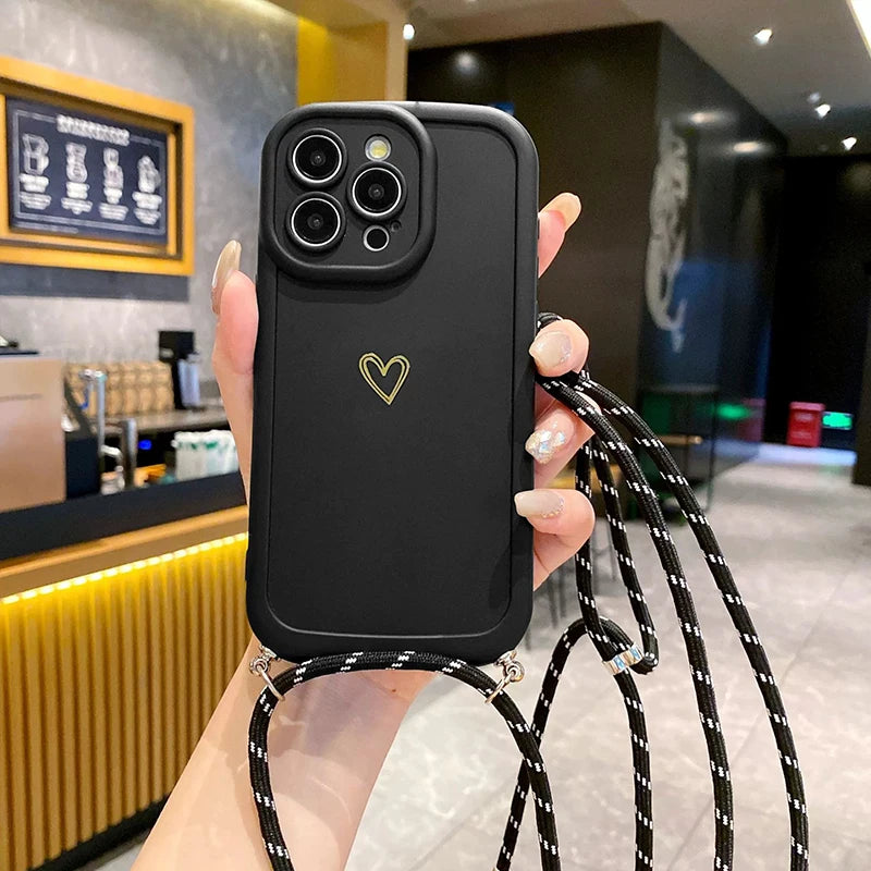 Magsafe Accessories - Love Heart Crossbody Phone Case for iPhone 17, 16 Pro Max