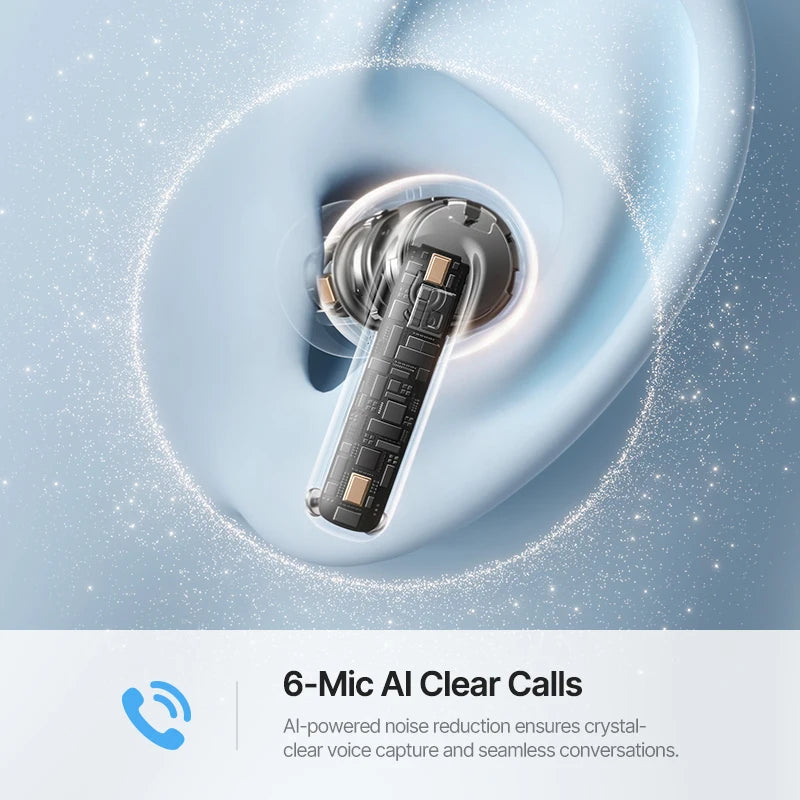 Baseus Bass EP10 Ultra BT 6.0 Earbuds | -55dB ANC | 65H | LDAC Hi-Res | 6-Mic AI Calls
