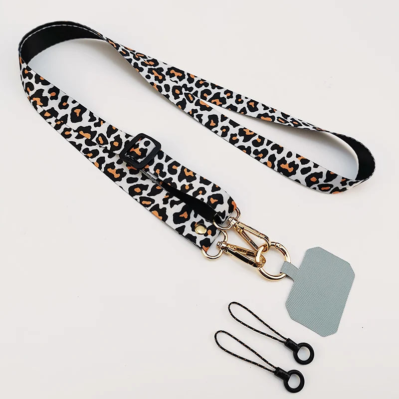 Leopard Print Crossbody Phone Lanyard with Adjustable Neck Strap
