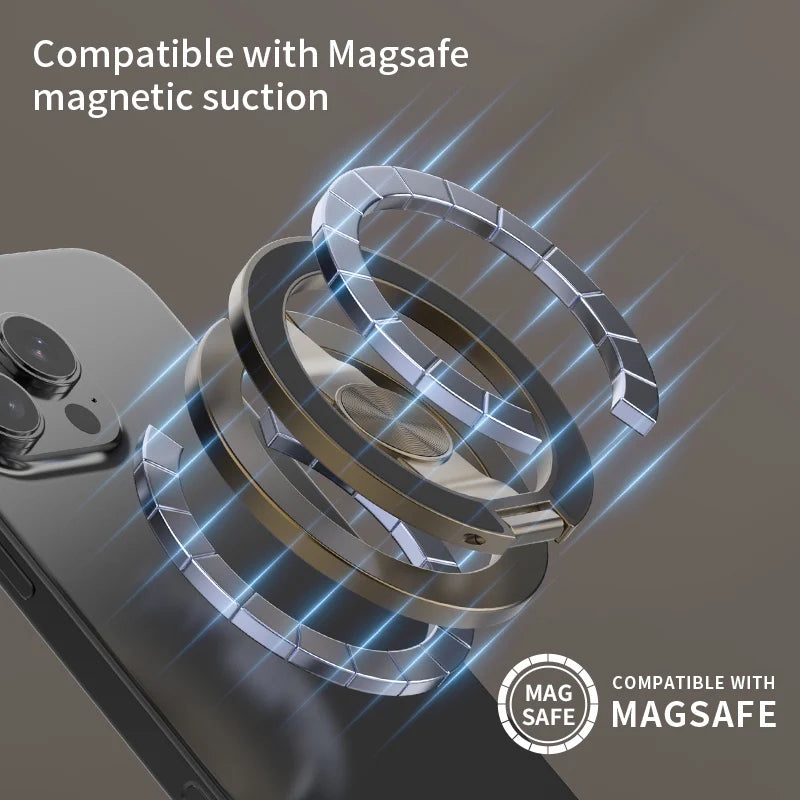 2025 Double-Sided MagSafe Phone Holder for iPhone 14/15/16, Foldable 360° Rotating Stand with Strong Magnet & Finger Grip Support